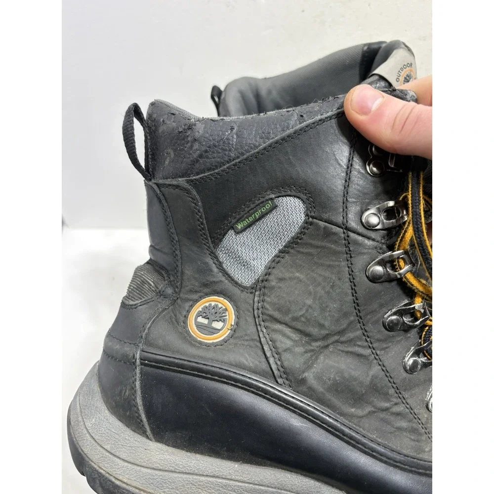 Timberland Flume Hiking Boots Mens Black Leather Lace-Up Waterproof Outdoor 11 M